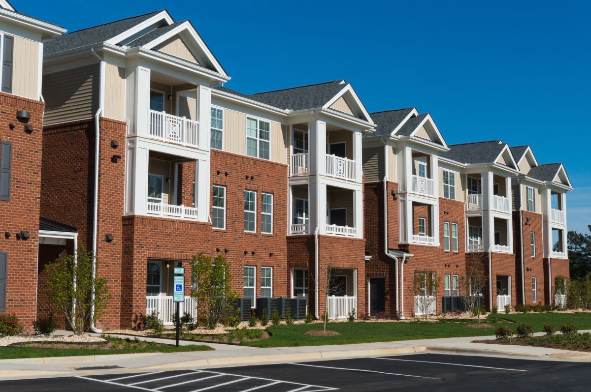 brick apartment buildings with shingle roof, Wayzata, MN